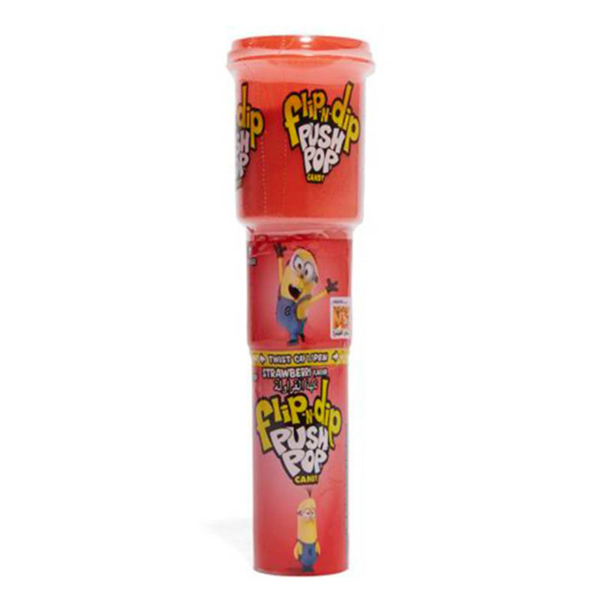 Push Pop Flip N Dip Hard Candy & Sour Dextrose Powder Strawberry 25g