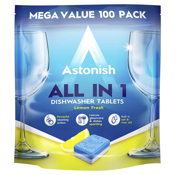 12 Astonish All in One Dishwasher Tablets Lemon Fresh 100 s