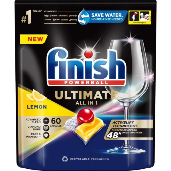 Finish Ultimate Powerball Dishwasher Tablets 60's Lemon