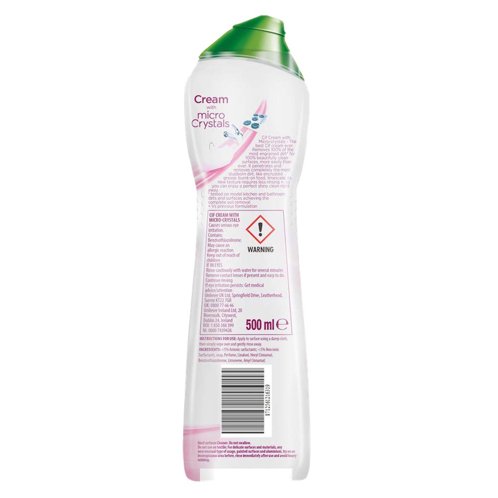 Cif Cream Multi Purpose Cleaner, Pink Flower - 16.9 Fl Oz / 500 mL x 3 Pack  