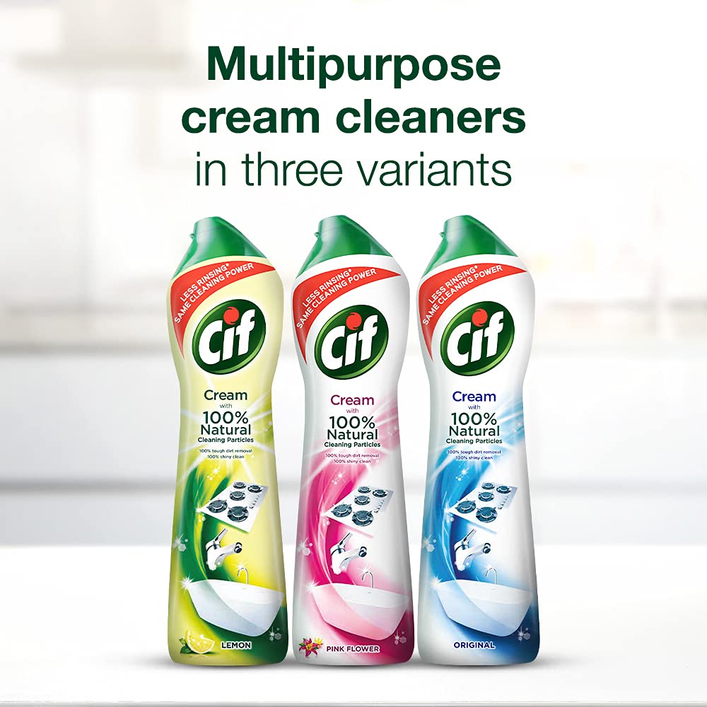 Cif Cream Multi Purpose Cleaner, Pink Flower - 16.9 Fl Oz / 500 mL x 3 Pack  