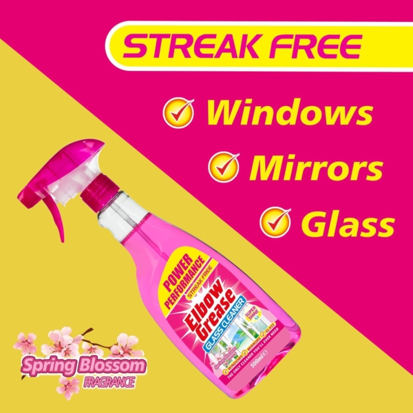 Elbow Grease Pink Glass Cleaner for Windows, Mirrors & Glass 500ml - Image 3