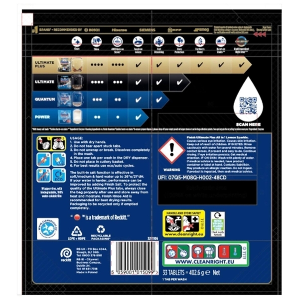 Finish Dishwasher Tablets Ultimate Plus 33 Lemon - Image 2