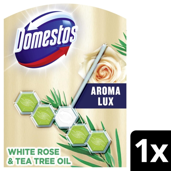 Domestos Aroma Lux White Rose & Tea Tree Oil Toilet Blocks 55gm - Image 2