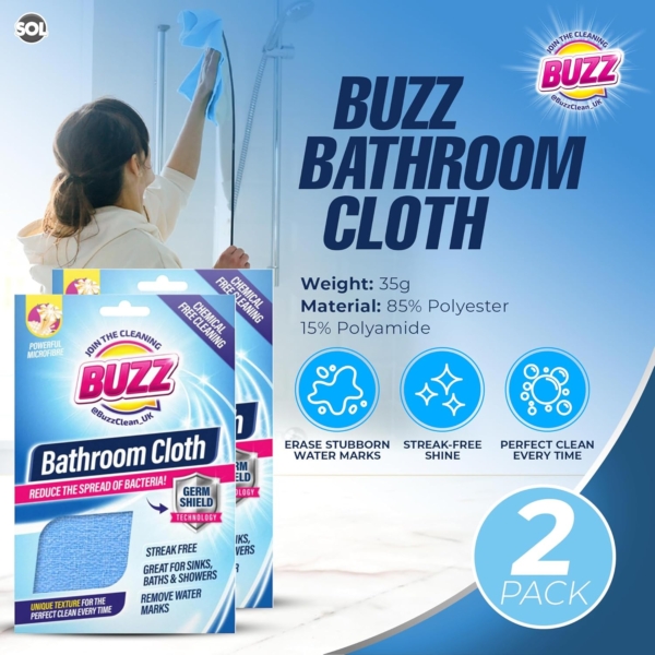 Buzz MicroFibre Bath Room Cloth Germ Shield - Image 3