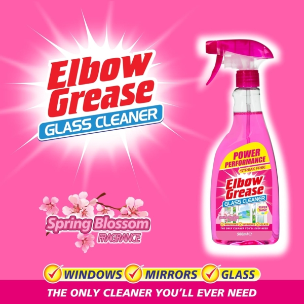 Elbow Grease Pink Glass Cleaner for Windows, Mirrors & Glass 500ml - Image 2