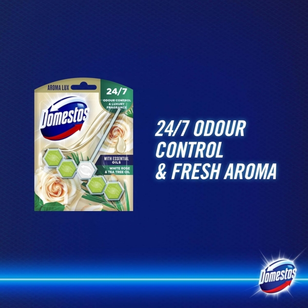 Domestos Aroma Lux White Rose & Tea Tree Oil Toilet Blocks 55gm - Image 4