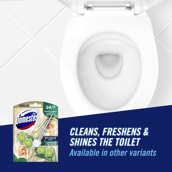 Domestos Aroma Lux White Rose & Tea Tree Oil Toilet Blocks 55gm - Image 3