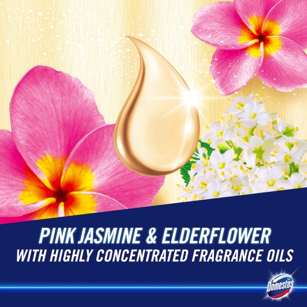 Domestos With Essential Oils Pink Jasmine & Elderflower Toilet Block 55g - Image 3