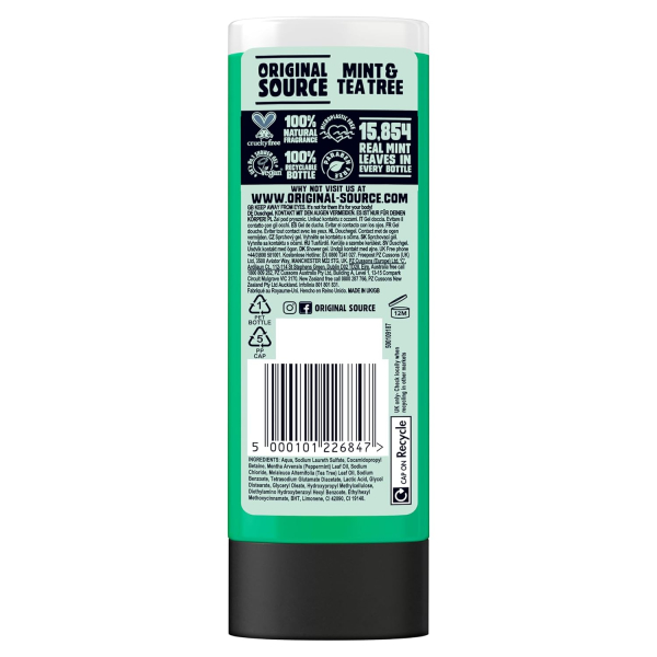 Original Source Shower Gel Mint and Tea Tree 500ml - Image 2