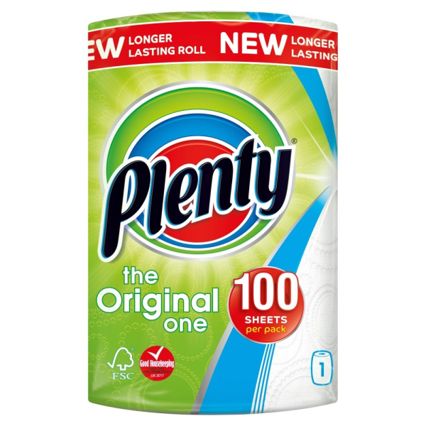 Plenty The Original One White Kitchen Roll 100 Sheets