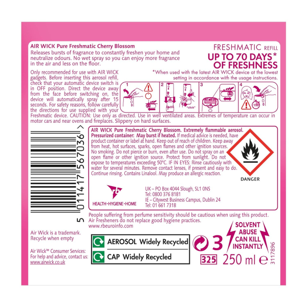 Airwick Pure Cherry Blossom Fresh Matic Refill 250 ml - Image 2