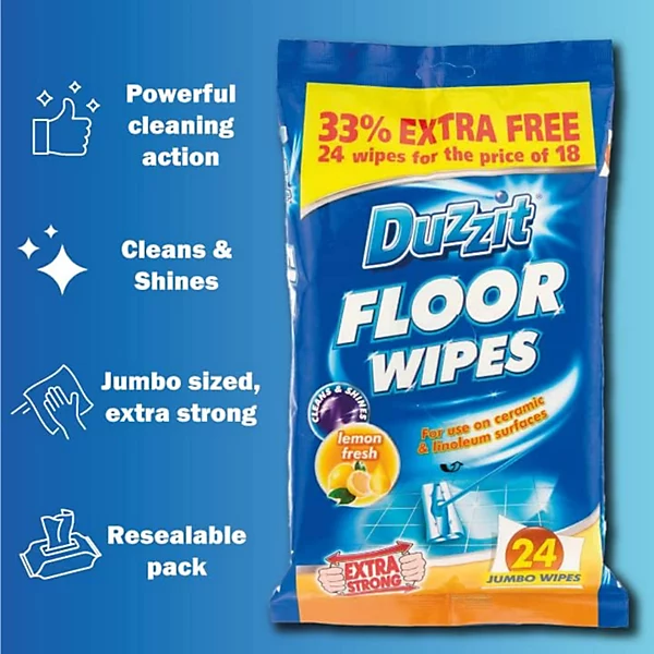 duzzit quick cleaning floor wipes 24 wipes5053249206844 06c MP