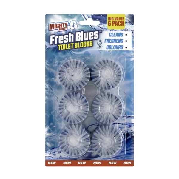 Duzzit Power Blue Toilet Blocks Pack of 6 Long lasting Freshness